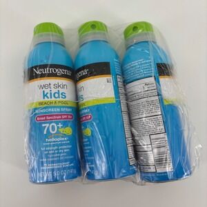 Neutrogena Wet Skin Kids Sunscreen Spray 3 Pack SPF 70+ 5oz New Sealed Exp 2018